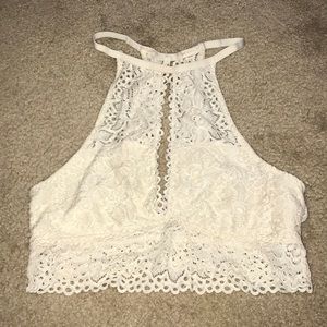High neck lace bralette